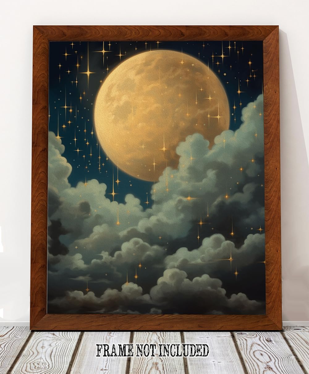 Amazon.com: Magic Moon Vintage Painting - Celestial Sky - 18x24